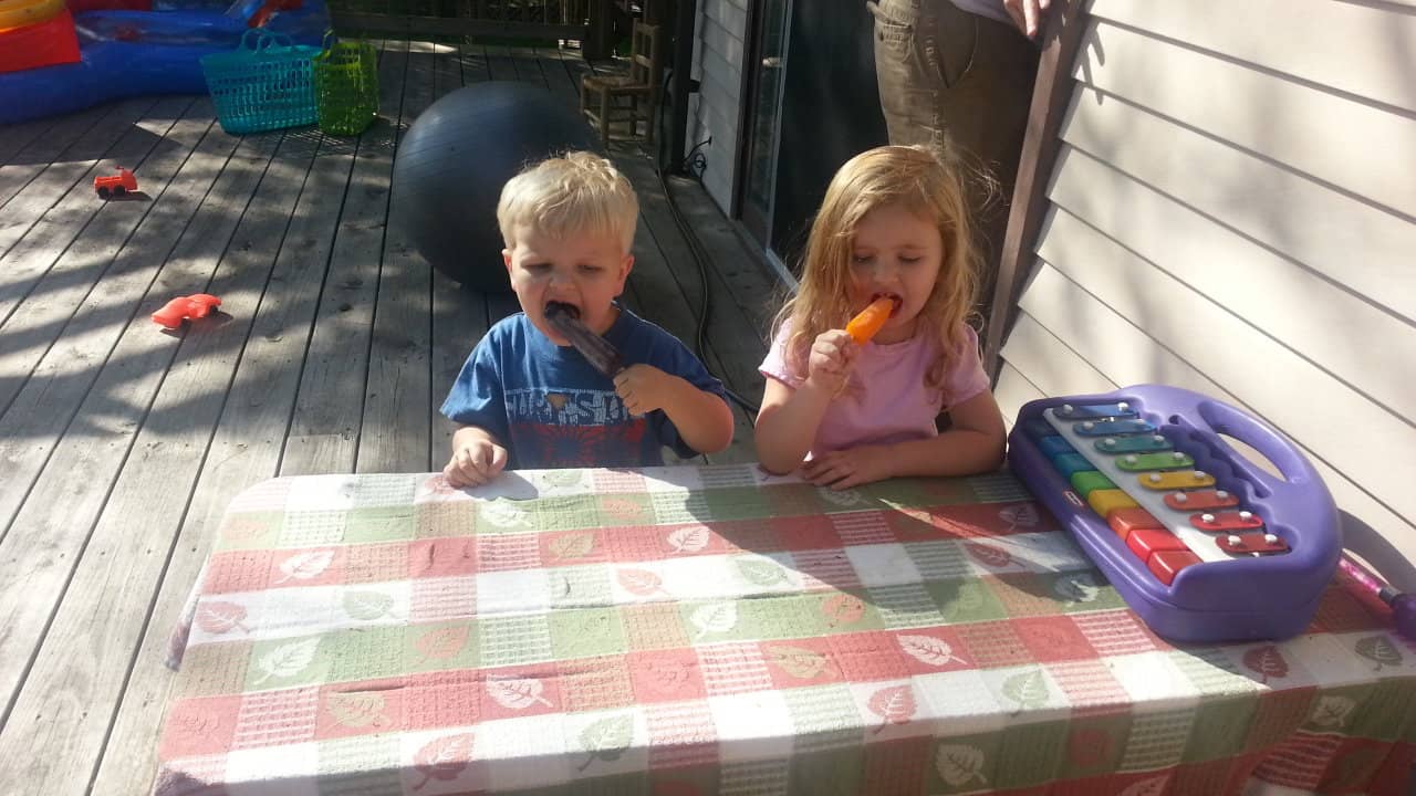 Ruby and Elliot Eating Snacks
