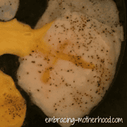 fried eggs cooked in a cast iron skillet