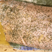 baked salmon with lemon juice, olive oil, salt, pepper, and dill baked