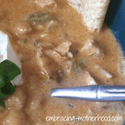 Embracing Motherhood White Chicken Chili Recipe