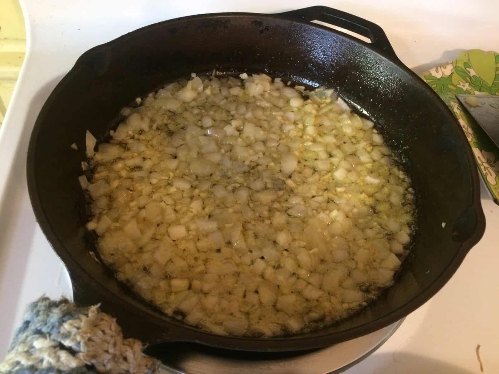 Sauteed Onions and Garlic for Broccoli and Cheese Soup